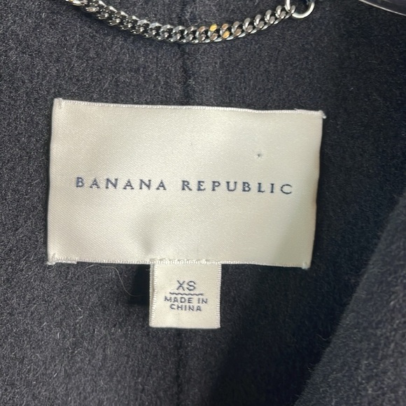 Banana Republic Wool Tie Belt Wrap Pea Coat Black Pockets Collar Hidden Snaps XS - Picture 8 of 12